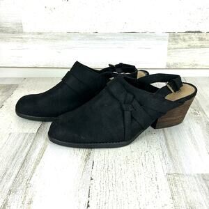 Bella Vita Kimberly Women 10 Black Vegan Leather Heel Slingback Mule Winter Shoe